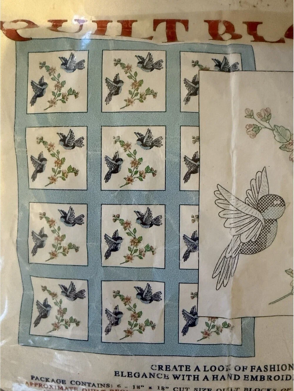 Jack Dempsey Needle Art Hummingbird Quilt Blocks Cross Stitch Kit, “started”